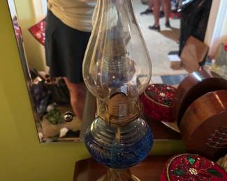 #036 Hurricane lamp 17" tall $25.00