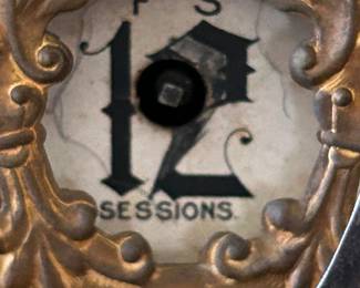 #050 FS Sessions vintage wind up clock as-is (w-key) 16x6x11 $75.00