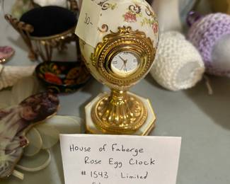 #083 House of Faberge Rose Egg Clock #1543 Limited Edition $30.00