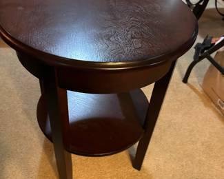 #023 Wood round end table 19x24 $75.00