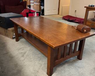 #043 Wood coffee table 50x25x16 as-is finish issues $40.00