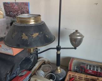 Toleware lamp with glass torchier