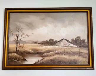 SM242Vintage Signed Landscape Oil Painting