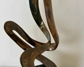 SM272Abstract Brass Statue with Stone Base