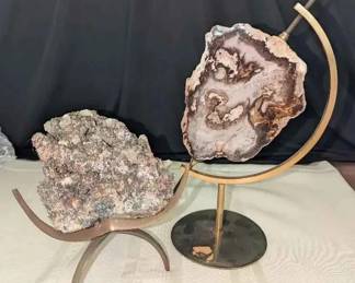 SM315Chalcopyrite Or Pyrite  Lace Agate Slice 
