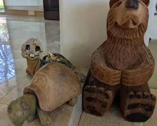 SM285Rustic Bear, Wood Turtle  Ceramic Turtle