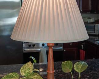 Vintage Turned Wood Base Fanned Lamp