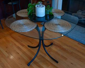 Italian Chrome Dining Table (Painted over--easily removed with acetone) with tempered rounded square glass top