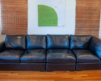 Room & Board Black Leather Modular Sofa
