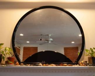 Vintage 80s Black Lacquered Mirror