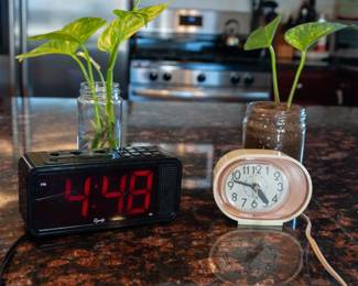 (Left -- ) (Right -- Vintage 60s General Electric Clock -- Works )