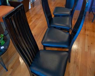 Vintage Postmodern 80's Black Lacquered Dining Room Chairs