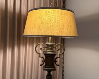 Vintage Hanging Swag Lamp/Ornate Brass Tone