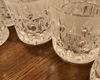 Mid Century Gorham Olive Cut Crystal Double Old Fashioned Glasses ( set of 9)