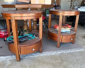 Vintage Bassett Round Drum Nightstands