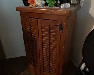 Vintage Oak ShutterDoor Record Storage Cabinet