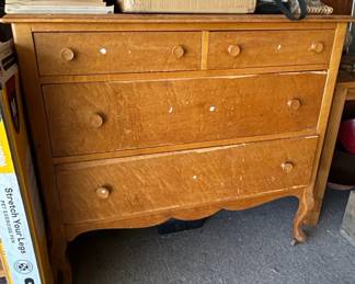 Vintage Birdseye Maple Dresser with Arched Mirror