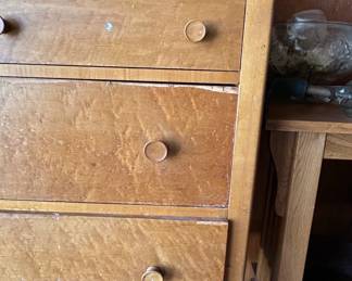Vintage Birdseye Maple Dresser with Arched Mirror third image
