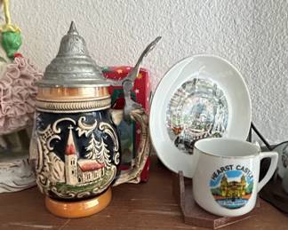 Vintage DresdenStyle Porcelain Figurines, German Beer Stein, and Hearst Castle Souvenirs fourth image