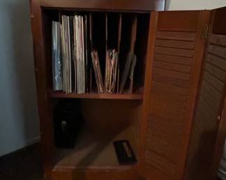 Vintage Oak ShutterDoor Record Storage Cabinet second image