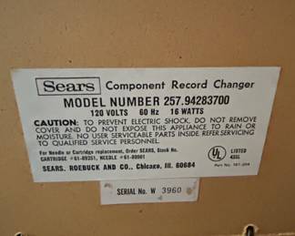 Sears Component Record Changer Model . fourth image