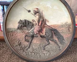 Johann Maresch Orientalist Horseman Plaster Relief Wall Plaque