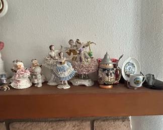 Vintage DresdenStyle Porcelain Figurines, German Beer Stein, and Hearst Castle Souvenirs