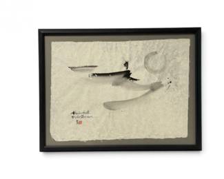 140 OriginalInkLandscapewSolitaryFigureonRicePaperSigned