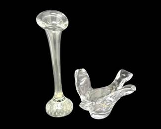 56 PrincessHouseCrystalBirdCandleHolderBudVaseSet