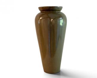 66 RoyalHaegerBrownGlazedPotteryFloorVasewBambooTwigs