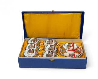 90 VintageChinesePorcelainTeaCupSaucerSetinPresentationBox