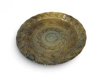 21 LargeEmbossedArtGlassDecorativeBowlwGeometricPattern