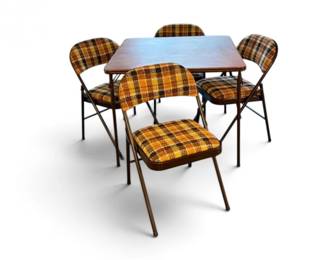 38 VintageMECOFoldingCardTable4PaddedChairsSet
