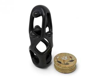 51 AbstractHandCarvedStoneFamilySculptureInlayTrinketBoxSet