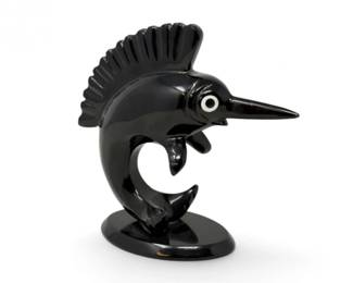 53 HandCarvedBlackOnyxSwordfishSculptureMadeinMexico