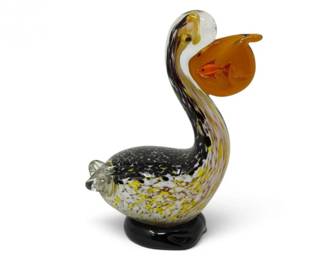 52 ArtGlassPelicanwFishDecorativeFigurine