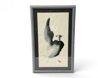128 OriginalAbstractWatercoloronRicePaperSignedFramed