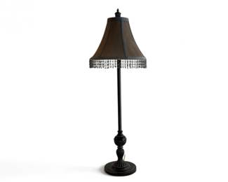 120 MetalTableLampwBeadedFabricShade