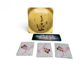 195 JapanesePorcelainCloisonnFloralDecorativePlateSet