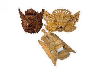 99 HandCarvedBalineseGuardianMaskWallHangings3Pcs