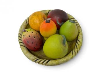 25 DecorativeCeramicFruitBowlw6FauxFruitAccents