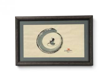 125 OriginalZenMonkEnsoInkPaintingonRicePaperSignedFramed