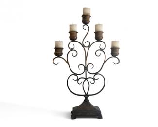 28 TraditionalIronScrollwork5LightPillarCandleCandelabra