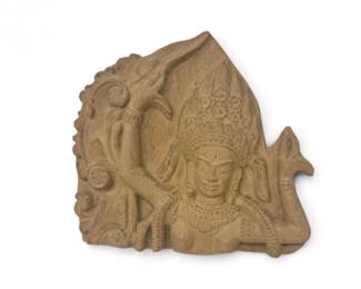 69 FragmentofDevataofBayonCeramicReliefwExportPapers