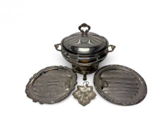 188 VintageSilverplateServingSetWMFIkoraLeafDishFoodWarmer