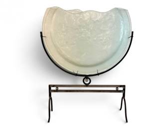 58 TexturedArtGlassBowlonWroughtIronDisplayStand