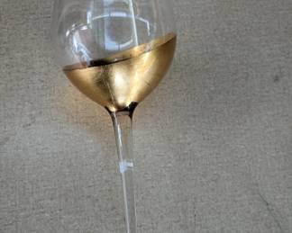 Wine Glass with Gold Design