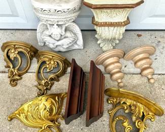 Lot of Wall Decor - 9 Decorative Wall Shelf and a Wall Planter