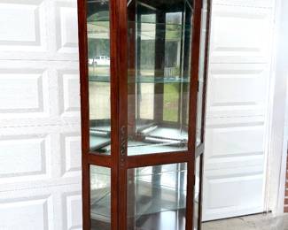 Pulaski Wood Corner Curio Cabinet with Shell Carving