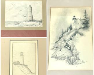 Lot of 3 Lighthouse Pictures